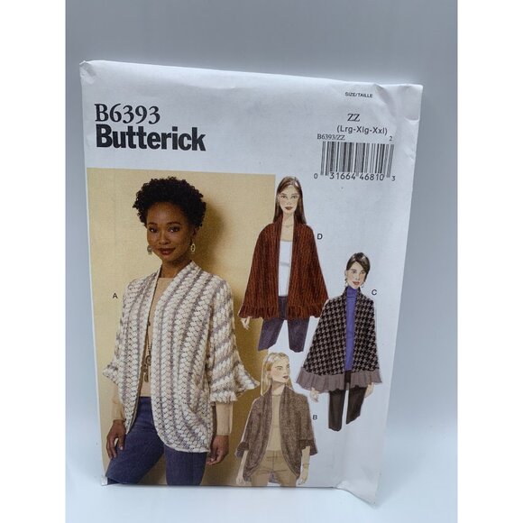 Butterick Misses Coat Wrap Sewing Pattern sz L to XXL B6393 - uncut - Picture 1 of 2
